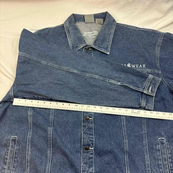 ROCAWEAR Mens Denim Jacket Blue 3X Button Front All American Logo Cotton